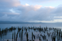 Sunrise at the Columbia river mouth in Astoria (OR)