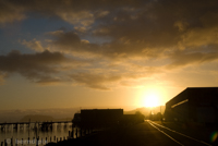 Sunrise at the Columbia river mouth in Astoria (OR)